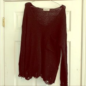 Distressed black sweater